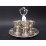 Good Victorian silver egg cruet, maker Daniel & Charles Houle, of neo-classical design, the egg cups