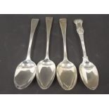 Pair of George IV silver Old English pattern dessert spoons, makers William, Charles and Henry Eley,
