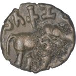 Potin Unit Coin of Satkarni I of Satavahana Dynasty. Satavahana, Satkarni I (100 BC), Potin Unit,