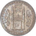 Silver One Rupee Coin of Mir Mahbub Ali Khan of Haiderabad Farkhanda Bunyad Mint of Hyderabad State.