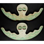 Pair Octopus Midway Ride Fascia Boards, Early/Mid 20th C. With kinetic pendulous eyelids. Original