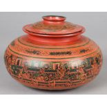 Burmese Lacquer Betel Nut Jar. Size: 7" x 9.5" x 9.5" (18 x 24 x 24 cm). Provenance: Suburban