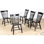 5 Antique Windsor Chairs. Each Size: 32" x 17.25" x 16" (81 x 44 x 41 cm). Provenance: Kristina
