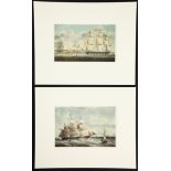 2 Mid 20th c. Nautical Lithographs: depicting Minerva and Bellona, and the Black Warrior. Size: 8" x