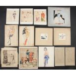 Various Artists (20th c.): 13 Works, including a Joseph Bierman (20th c.) nude work on paper, a