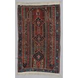 Antique Karabagh Prayer Rug: 3'4" x 5'3" (102 x 160 cm), Caucasus, circa 1900; applied fringes at