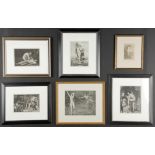 6 Framed Mythological Theme Photogravures, including: Ingres - Oedipus and the Sphinx, 1880s; Book