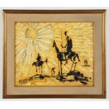 Mid 20th Century Heavy Impasto Painting of Men on Horses, oil on canvas. Size: 18.75" x 23", 48 x 58