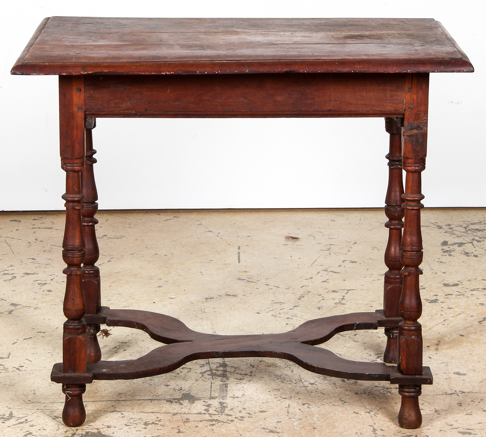 Early American Tavern Table. Pine and fruitwood. Purchased in 1960 from Parke- Bennett Auctions. - Image 5 of 6