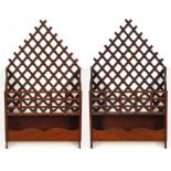 2 Lattice Wall Pockets. Each Size: 33.25" x 19.5" x 6" (84 x 50 x 15 cm). Provenance: Kristina