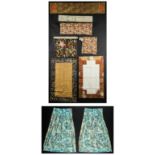 Vintage Asian Inspired Textiles. Including a bolt of crewel embroidered wallpaper. Various Sizes.