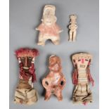 Pre-Columbian Artifacts. 5 effigies. Size: 9" x 4" x 2", 23 x 10 x 5 cm (largest).  Provenance: