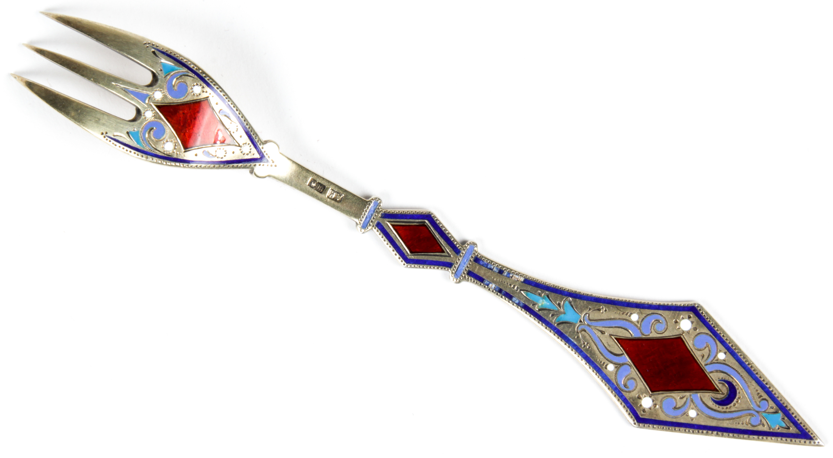 Russian Enamel Spoon Marked 88 AK. Possibly by Antip Kuzmichev. Size: 5.75", 15 cm (length). - Image 3 of 6