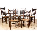 6 Antique Queen Anne Style Ladder Back Chairs. Each Size: 42.5" x 23.5" x 21.5" (108 x 60 x 55