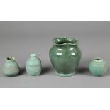 4 pc Art Pottery Group, consisting of 3 salt glazed miniatures monogrammed RB and a Cornelison