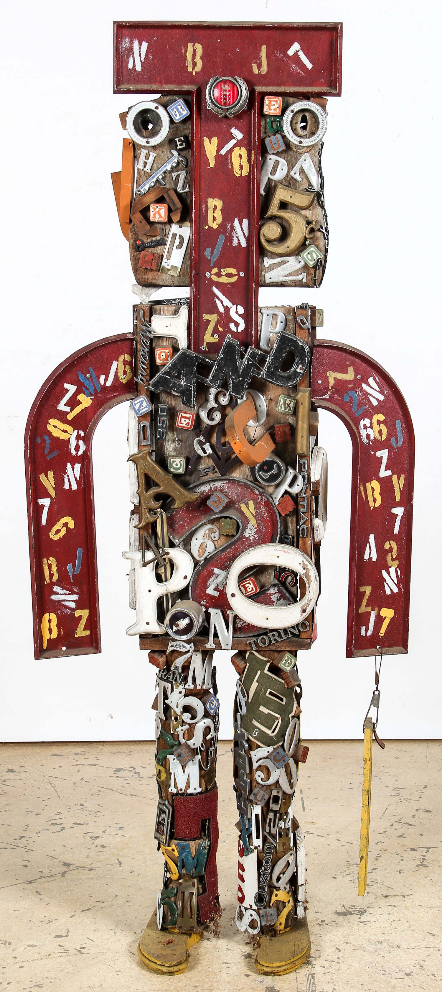 Bob Justin (American, 1941-2015) Found Object Assemblage Sculpture of life-size standing figure,