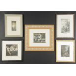 5 Framed Antique Nymphs and Mythological Theme Engravings, including The Deliverance of Andromeda,