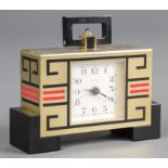 Cartier Paris Art Deco Style Gilt Brass and Enameled Desk Clock, Must de Cartier, No. 02174, with