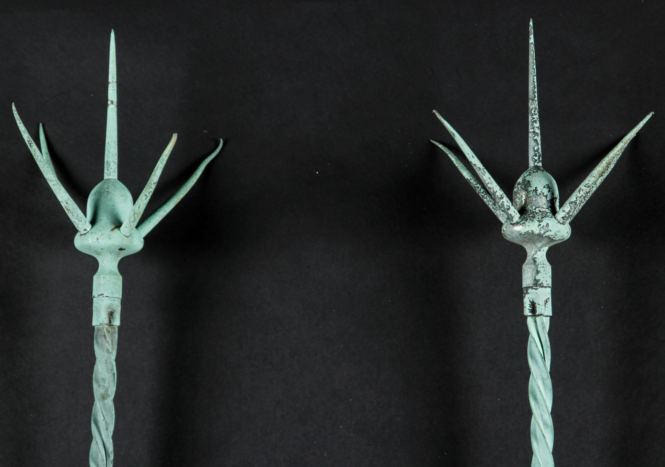 3 Antique Lightning Rods. 1 stamped RHCo. Largest size: 67" (170 cm) length. Provenance: Kristina - Image 4 of 6