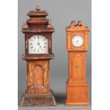 2 Miniature Tall Case Clocks. Size: 18" x 6.25" x 5.75", 46 x 16 x 15 cm (largest). CLICK HERE TO