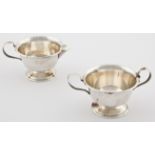 Silver Cream & Sugar marked Sterling 2791. 2.75" x 5" (7 x 13 cm). Weight: 4.9 ozt (total). CLICK