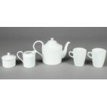 5 pc Breakfast Service. Consisting of a Tiffany and Co. white porcelain pot with matching cream