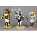 3 Signed Hopi Kachinas. Consisting of an example by Alex Dennis, Ted Francis and Bruce Auguh.