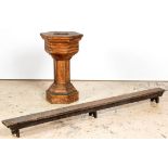 A Rustic Kneeler and Baptismal Font. Size: 6" x 80" x 5" (15 x 203 x 13 cm) and 32" x 17.5" x 20" (