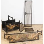 Wilhelm Hunt Diederich Style Fireplace Screen and Log Holder. Size: 24" x 24" x 18.5", 61 x 61 x