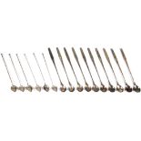 Julep Spoons. Consisting of 6 sterling julep spoon straws and 10 modern German WMI plated spoons.