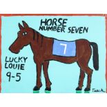 Mike Tesch (20th c.) Horse Number Seven Painting on canvas. Size: 36" x 48" (91 x 122 cm).