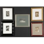 Group of 5 Antique French Nude Photo Postcards, each professionally framed. Ranging in frame size