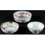 3 Antique Porcelain Bowls:  A Chinese export style famille rose porcelain bowl 19th century;  Two