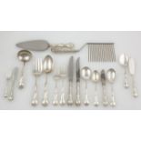 64 pc Gorham Rondo Sterling Silver Flatware Service, including: (13) 5.75", spoons; (5) 6.25" soup