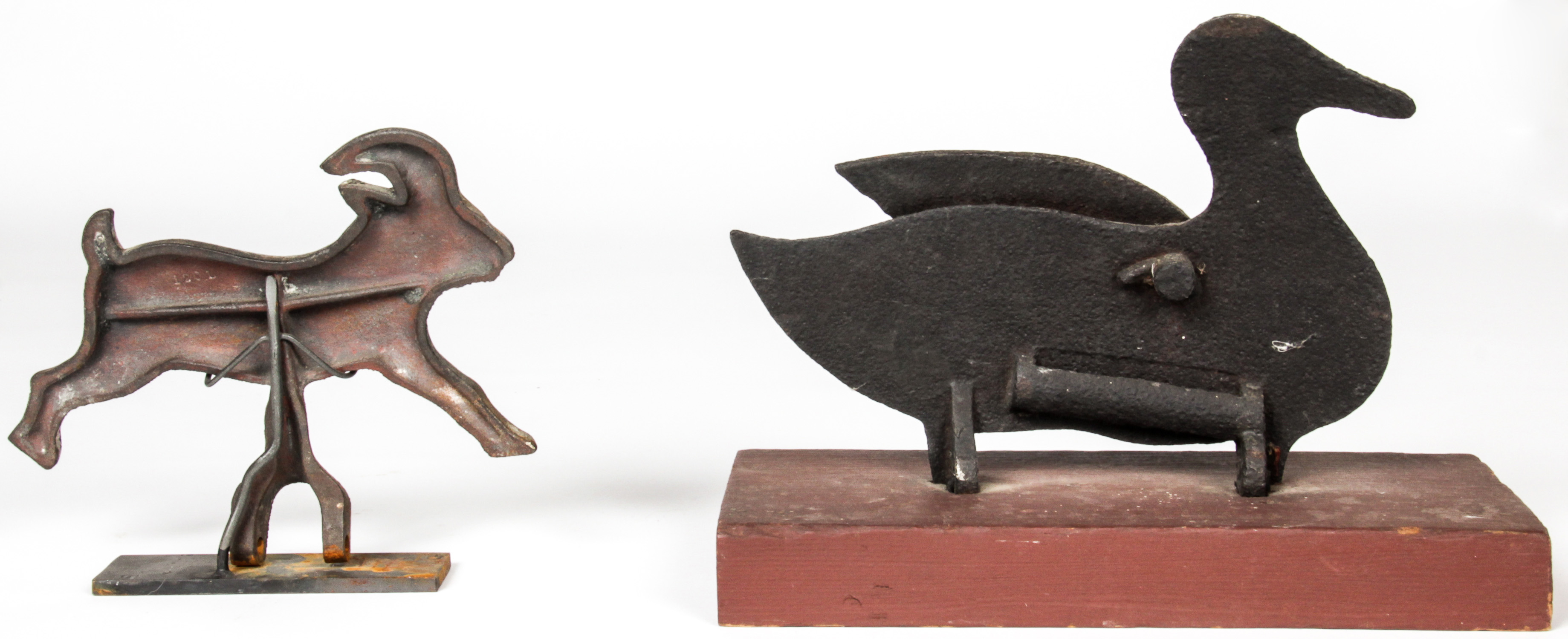 2 Vintage Cast Iron Carnival Knockdown Targets. One a duck form the other a goat. Size: 9" x 12" x - Image 5 of 5