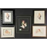 5 Vintage Alberto Vargas Pin-up Prints, each professionally framed. Ranging in frame size from 16.