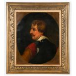 European School (19th c.) Musketeer, oil painting on canvas. Size: 24" x 20", 61 x 51 cm (