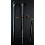 3 Antique Lightning Rods. 1 stamped RHCo. Largest size: 67" (170 cm) length. Provenance: Kristina
