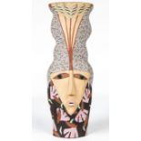 Andrea Gill (American/Alfred, NY, b. 1948) Tall Glazed Earthenware Vase, c. 1980s, signed. Size: