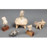 Pre-Columbian Artifacts. 5 anthropomorphic and zoomorphic articles. Size: 4.25" x 3.25" x 2", 11 x 8