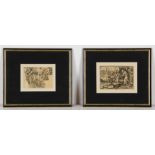 2 Czech Etching Plates. Size: 4.25" x 5.75", 11 x 15 cm (sight); 12.25" x 14.25", 31 x 36 cm (frame)