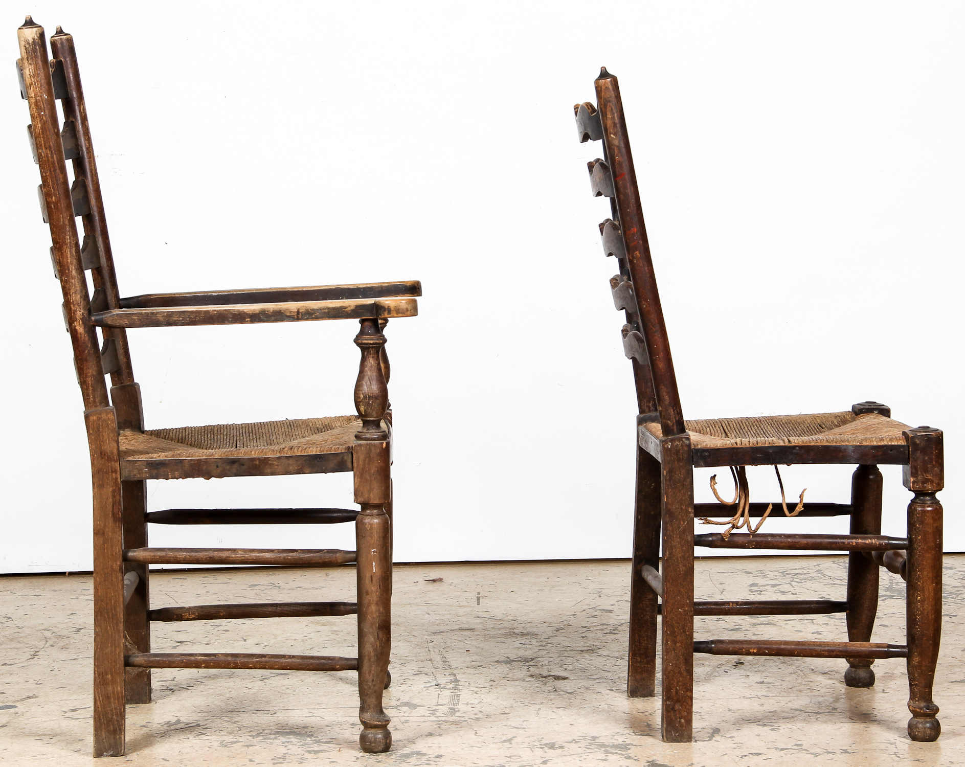 6 Antique Queen Anne Style Ladder Back Chairs. Each Size: 42.5" x 23.5" x 21.5" (108 x 60 x 55 - Image 3 of 4