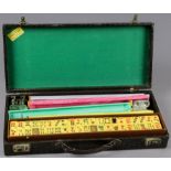 Cardinal Industries (Brooklyn, NY) Bakelite Mah Jongg Game Set, in a fitted box. Size: 3.25" x 19.5"