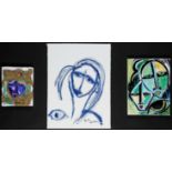 Neith Nevelson, (American/New York, b. 1946) Three Original Works: each mixed-media painting on