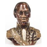 Ulysse Dabouze (Haitian, early 20th c.) Bust of Toussaint Louverture, carved and painted, parcel-