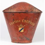 Tole Painted French Grape Harvest Basket. Bearing the name of the Chateau Coufran Winery. Size: 24.