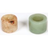 2 Antique Chinese Archers Rings. Jade or nephrite. Size: Larger 1" x 1.5" diameter (2.5 x 4 cm).