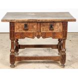 Antique Iberian Table. Possibly late 15th early 16th C. Original receipt shows table purchased in