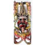 Vintage Mexican Festival Mask. From the Dance of The Diablos. Size: 22" x 9.5" x 7" (56 x 24 x 18