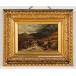 American School (19th c.) Landscape, oil painting on canvas, signed WW and dated. Size: 8" x 12", 20